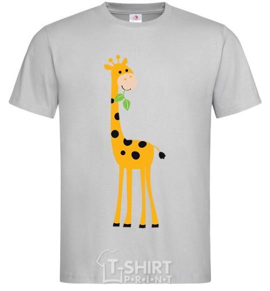 Men's T-Shirt A giraffe eats a twig grey фото