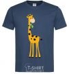 Men's T-Shirt A giraffe eats a twig navy-blue фото