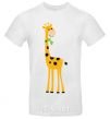 Men's T-Shirt A giraffe eats a twig White фото