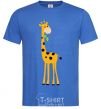 Men's T-Shirt A giraffe eats a twig royal-blue фото