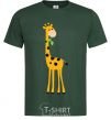 Men's T-Shirt A giraffe eats a twig bottle-green фото