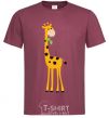 Men's T-Shirt A giraffe eats a twig burgundy фото