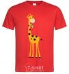 Men's T-Shirt A giraffe eats a twig red фото