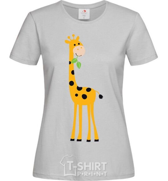 Женская футболка Жираф кушает веточку Серый фото