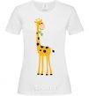 Women's T-shirt A giraffe eats a twig White фото