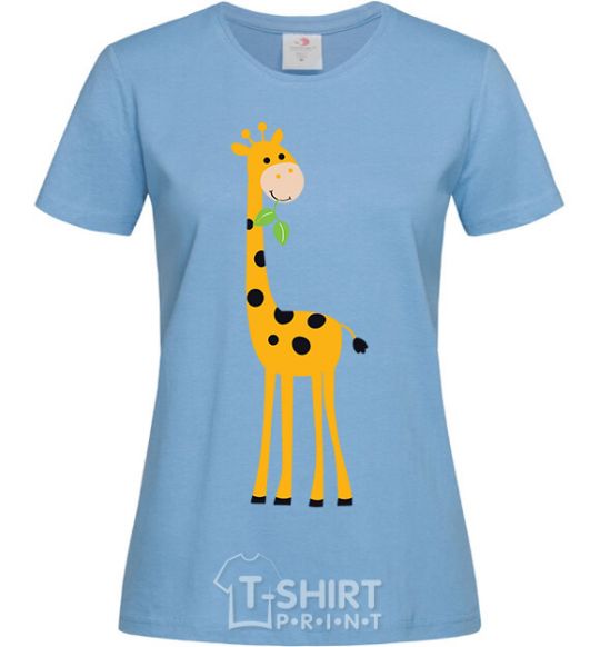 Женская футболка Жираф кушает веточку Голубой фото