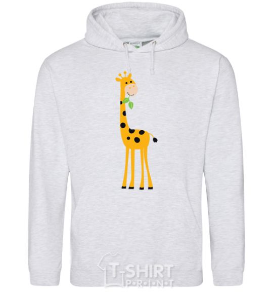 Men`s hoodie A giraffe eats a twig sport-grey фото