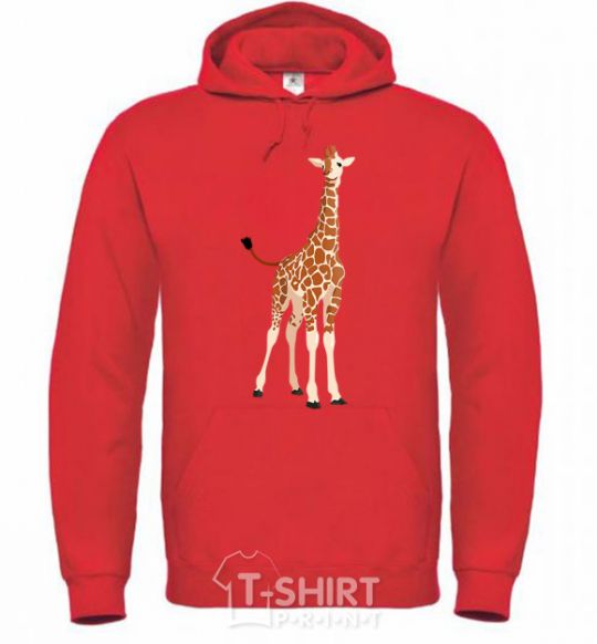 Men`s hoodie Just a giraffe bright-red фото