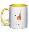 Mug with a colored handle Just a giraffe yellow фото