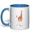 Mug with a colored handle Just a giraffe royal-blue фото