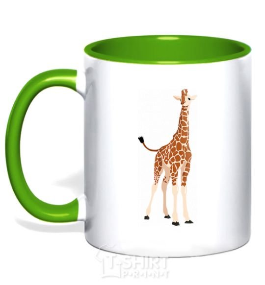 Mug with a colored handle Just a giraffe kelly-green фото