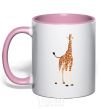 Mug with a colored handle Just a giraffe light-pink фото