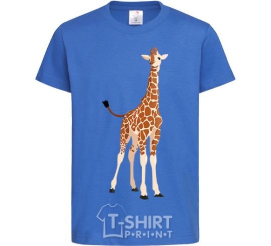 Kids T-shirt Just a giraffe royal-blue фото