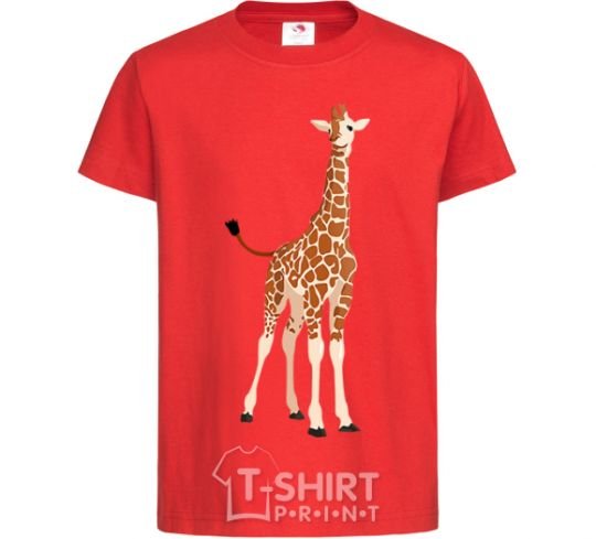 Kids T-shirt Just a giraffe red фото
