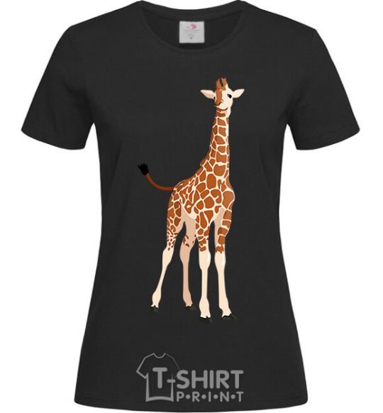 Women's T-shirt Just a giraffe black фото