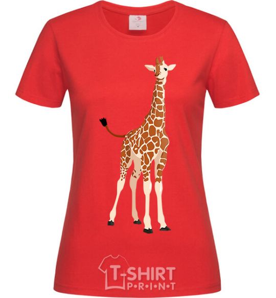 Women's T-shirt Just a giraffe red фото