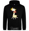 Men`s hoodie A giraffe in a red scarf black фото