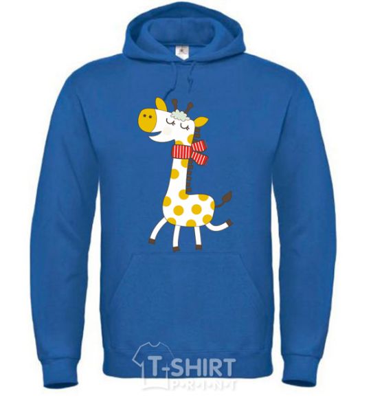 Men`s hoodie A giraffe in a red scarf royal фото