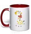 Mug with a colored handle A giraffe in a red scarf red фото