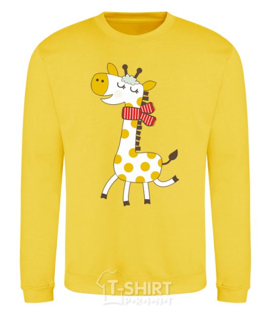 Sweatshirt A giraffe in a red scarf yellow фото