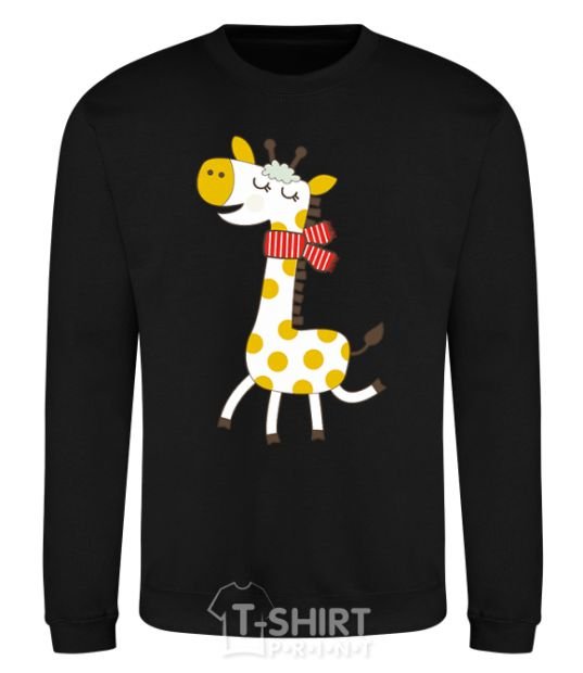 Sweatshirt A giraffe in a red scarf black фото