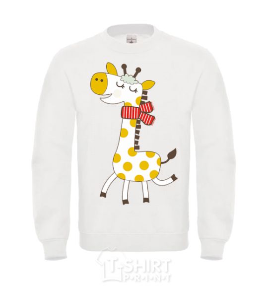 Sweatshirt A giraffe in a red scarf White фото