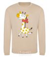 Sweatshirt A giraffe in a red scarf sand фото