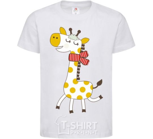 Детская футболка Жираф в красном шарфике Белый фото
