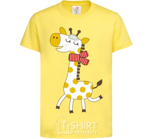 Детская футболка Жираф в красном шарфике Лимонный фото