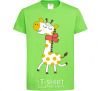 Kids T-shirt A giraffe in a red scarf orchid-green фото