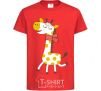 Kids T-shirt A giraffe in a red scarf red фото