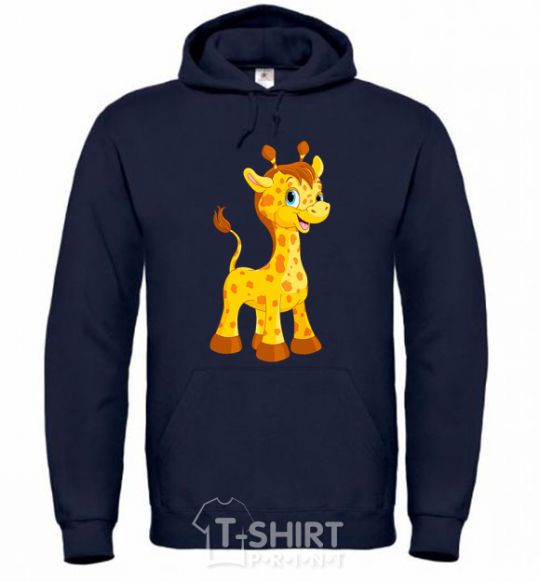 Men`s hoodie Baby giraffe navy-blue фото