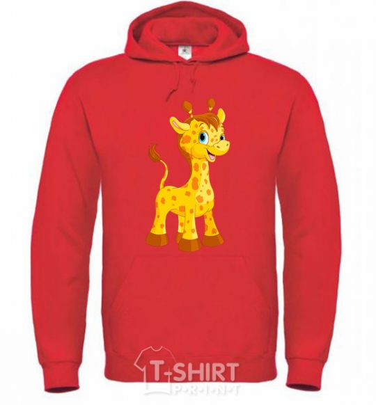 Men`s hoodie Baby giraffe bright-red фото