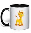 Mug with a colored handle Baby giraffe black фото
