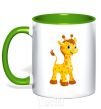 Mug with a colored handle Baby giraffe kelly-green фото
