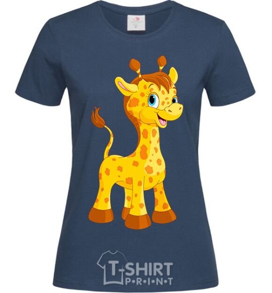 Women's T-shirt Baby giraffe navy-blue фото