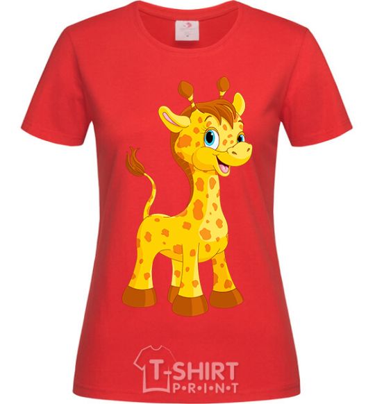 Women's T-shirt Baby giraffe red фото