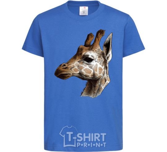 Kids T-shirt Giraffe in pencil royal-blue фото