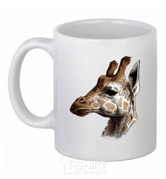Ceramic mug Giraffe in pencil White фото