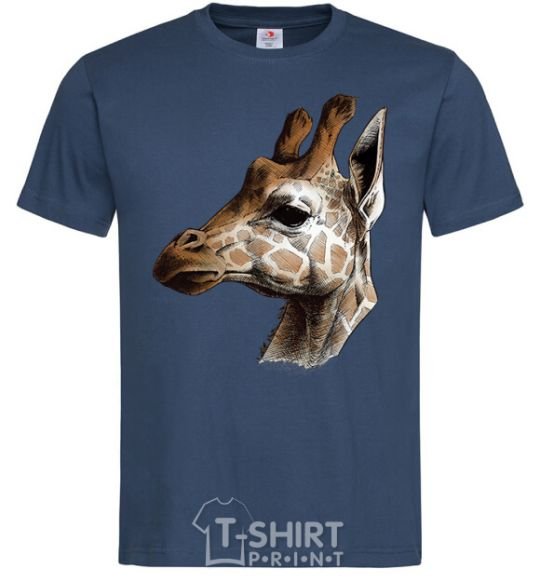Мужская футболка Жираф карандашом Темно-синий фото