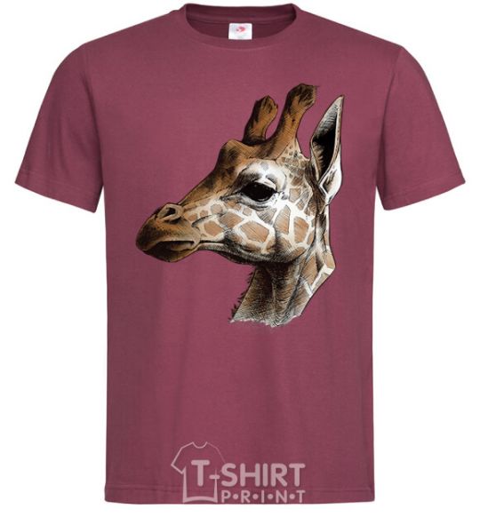 Men's T-Shirt Giraffe in pencil burgundy фото