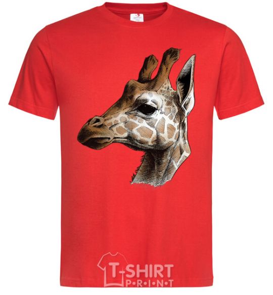 Мужская футболка Жираф карандашом Красный фото
