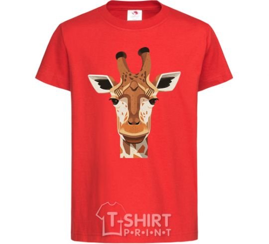 Kids T-shirt Giraffe art red фото