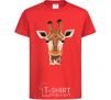Kids T-shirt Giraffe art red фото