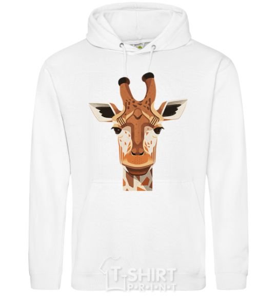 Men`s hoodie Giraffe art White фото