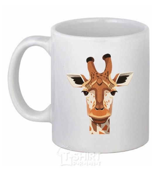 Ceramic mug Giraffe art White фото