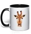 Mug with a colored handle Giraffe art black фото