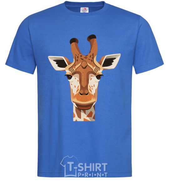 Мужская футболка Жираф арт Ярко-синий фото