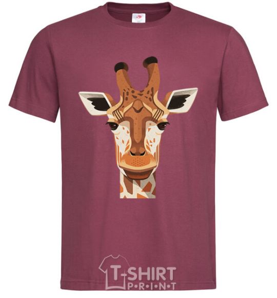 Men's T-Shirt Giraffe art burgundy фото