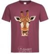 Men's T-Shirt Giraffe art burgundy фото